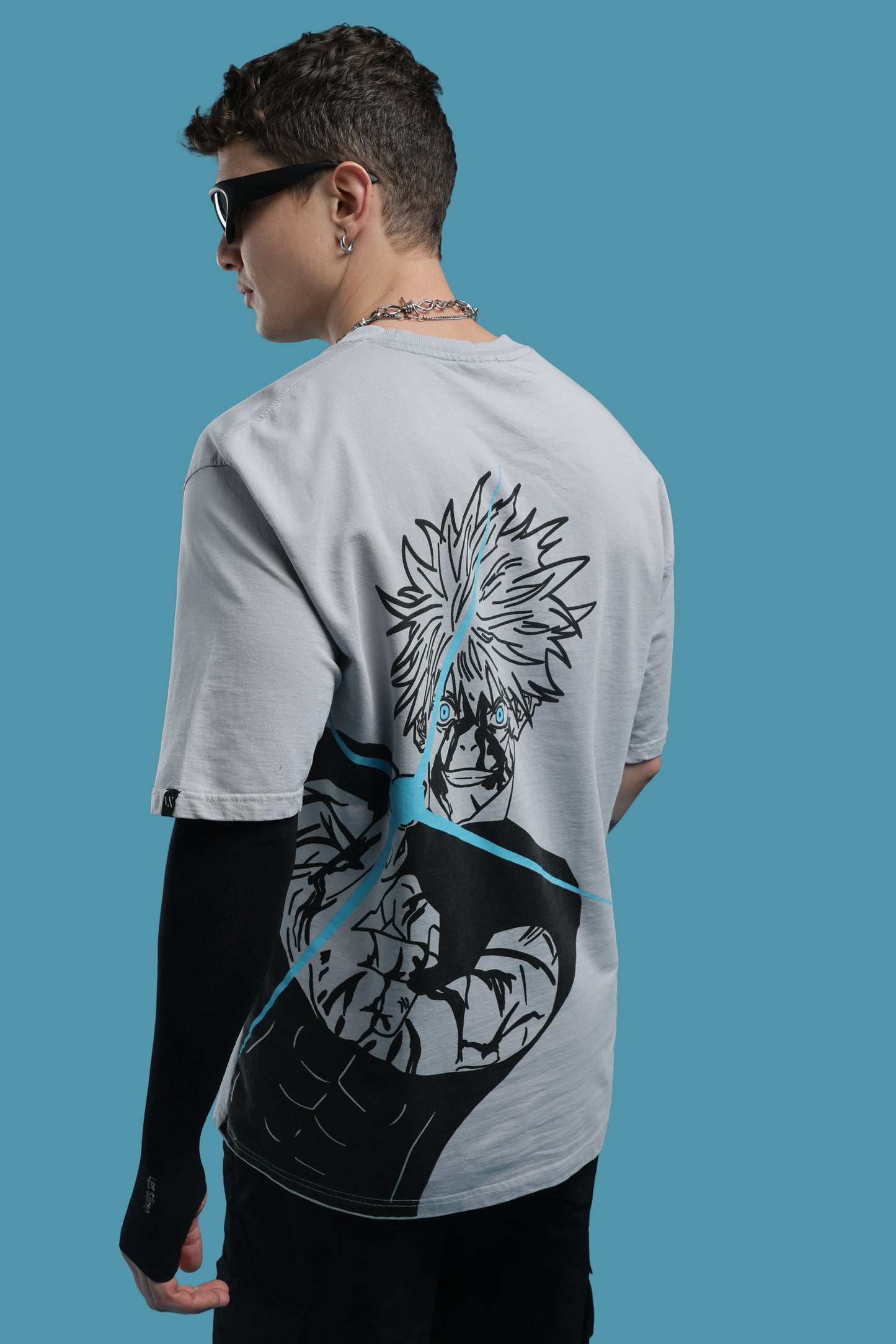 Jujutsu Kaisen:Satoru Gojo Grey Acid wash Oversized T-Shirt