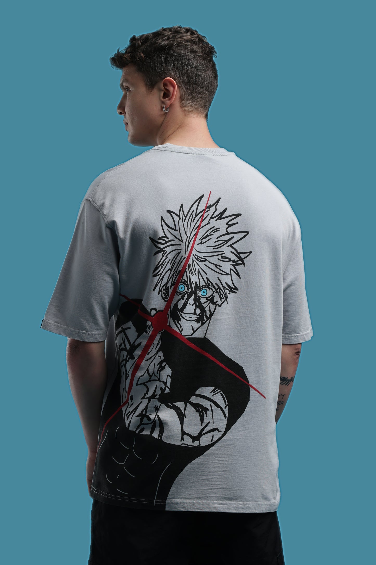 Jujutsu Kaisen:Satoru Gojo Grey Acid wash Oversized T-Shirt