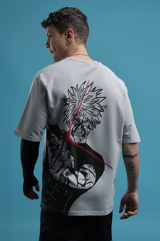 Jujutsu Kaisen:Satoru Gojo Grey Acid wash Oversized T-Shirt