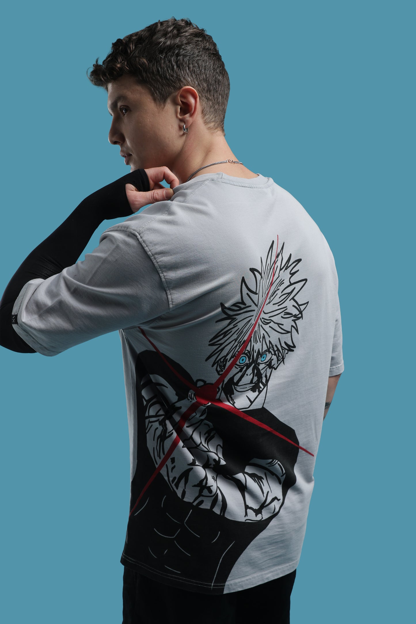 Jujutsu Kaisen:Satoru Gojo Grey Acid wash Oversized T-Shirt