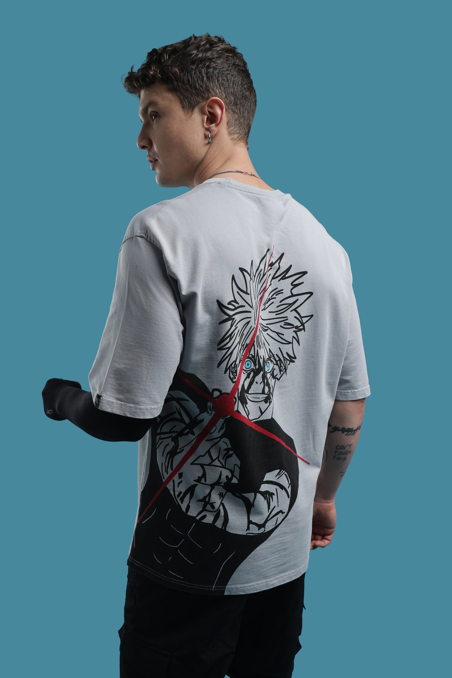 Jujutsu Kaisen:Satoru Gojo Grey Acid wash Oversized T-Shirt