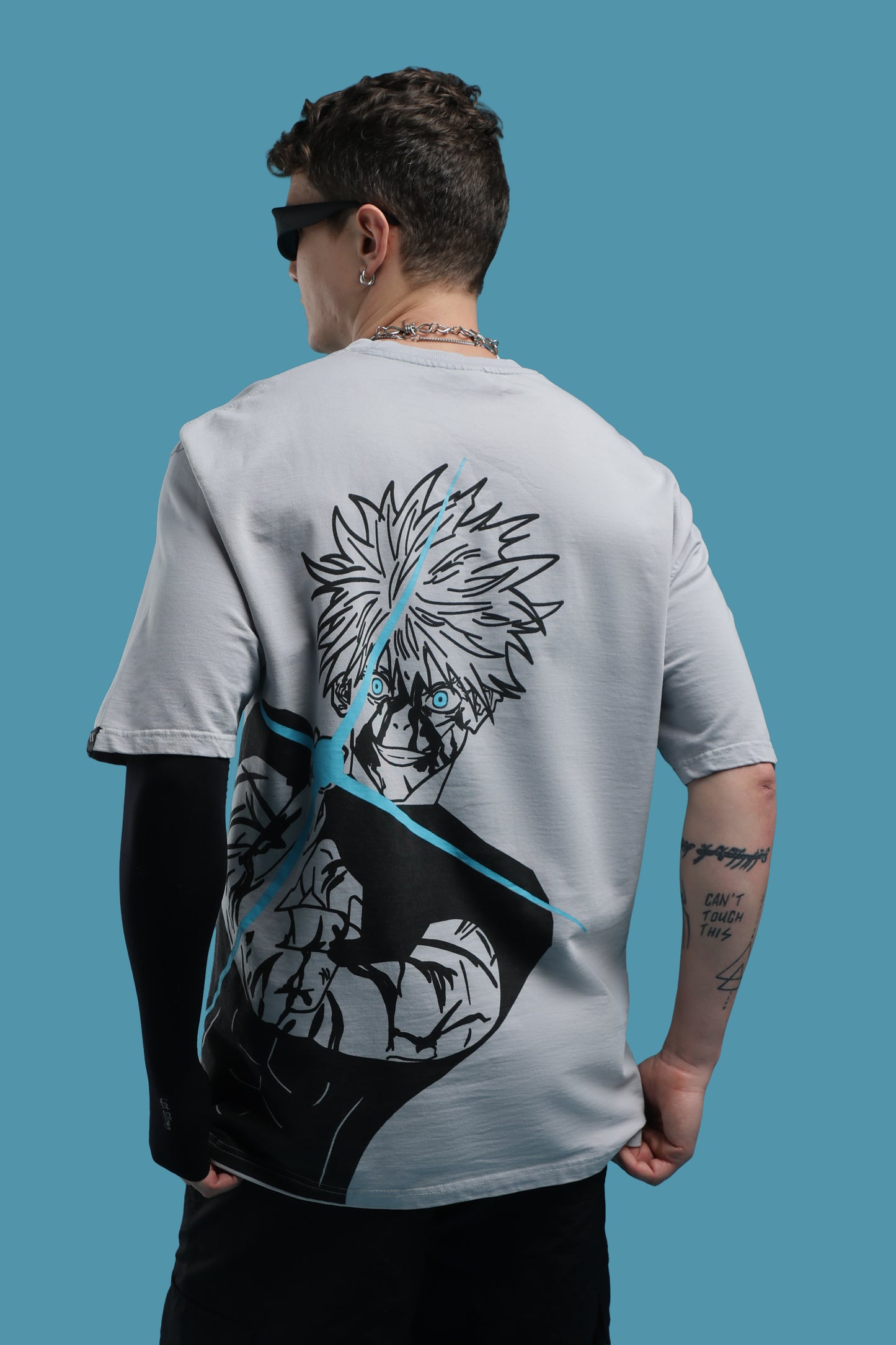 Jujutsu Kaisen:Satoru Gojo Grey Acid wash Oversized T-Shirt