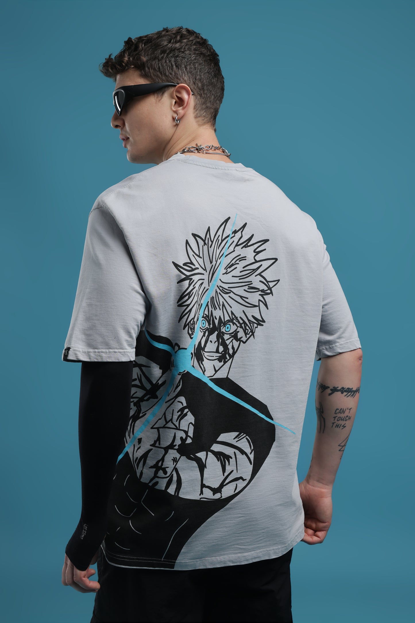 Jujutsu Kaisen:Satoru Gojo Grey Acid wash Oversized T-Shirt