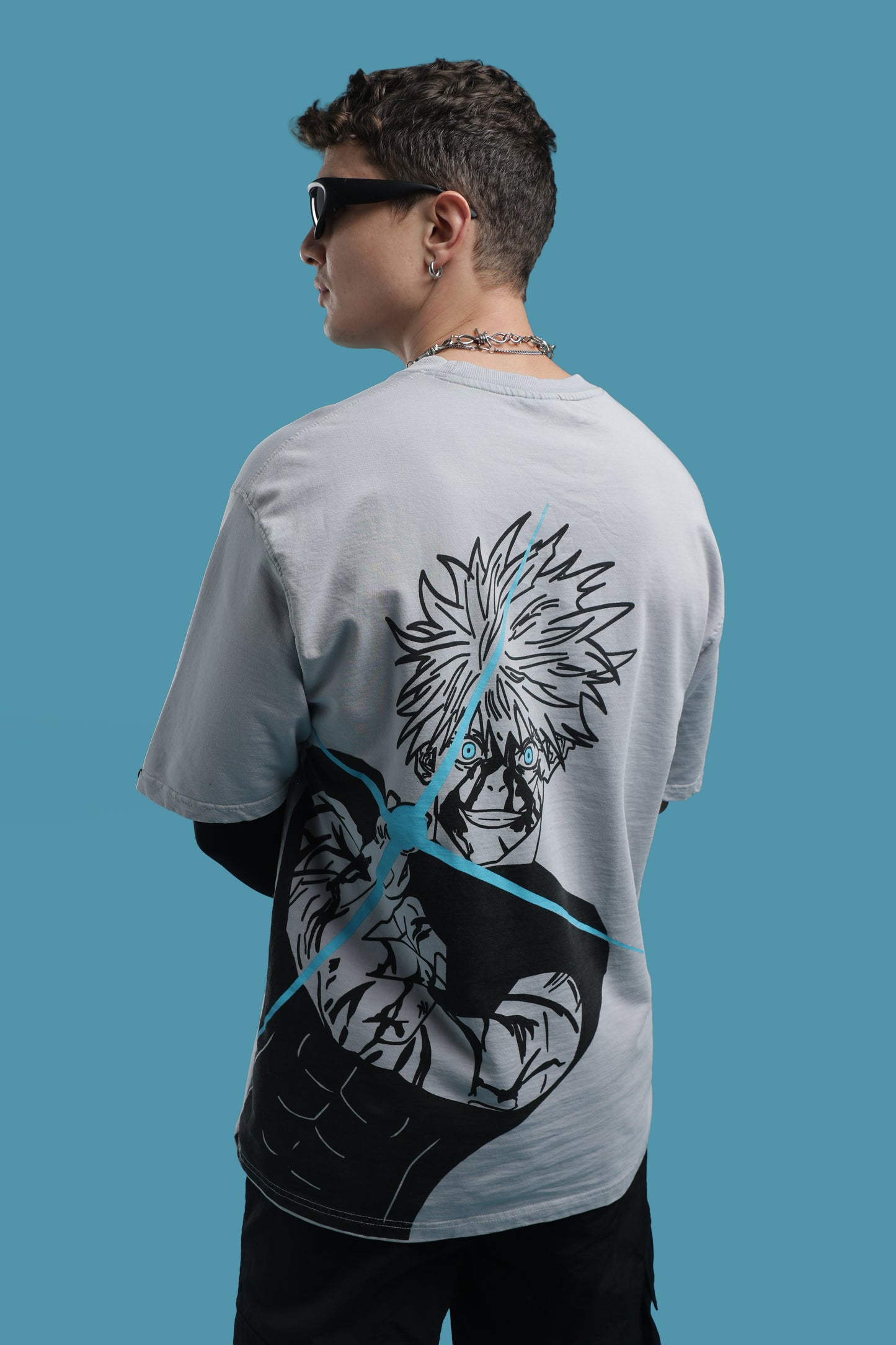 Jujutsu Kaisen:Satoru Gojo Grey Acid wash Oversized T-Shirt