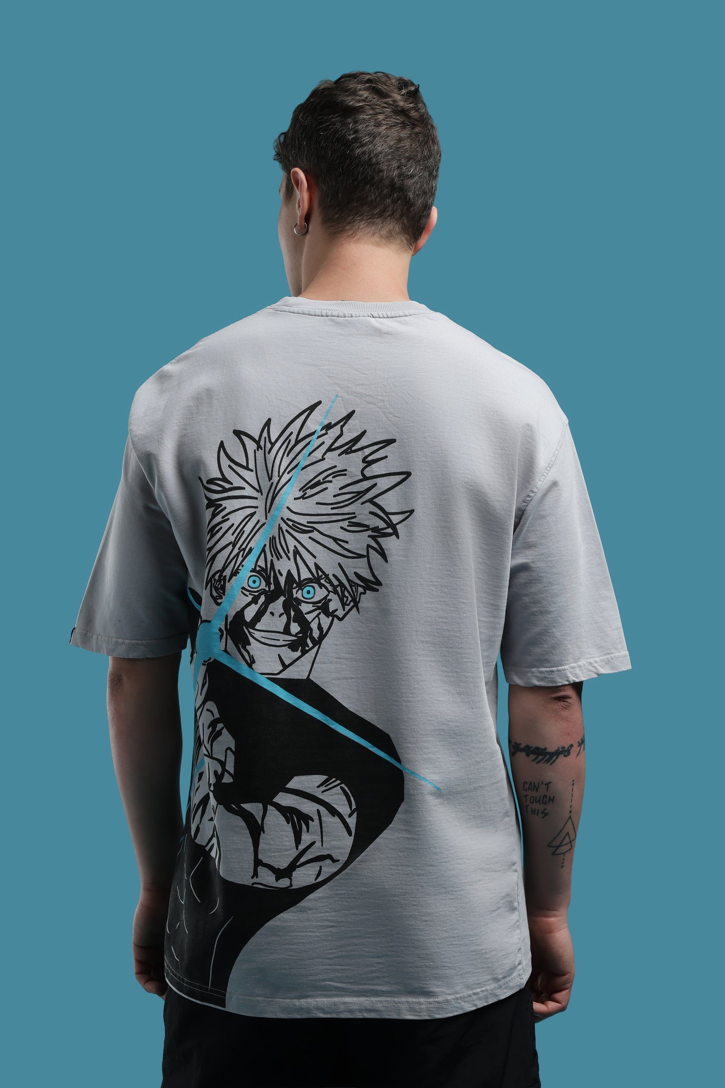 Jujutsu Kaisen:Satoru Gojo Grey Acid wash Oversized T-Shirt