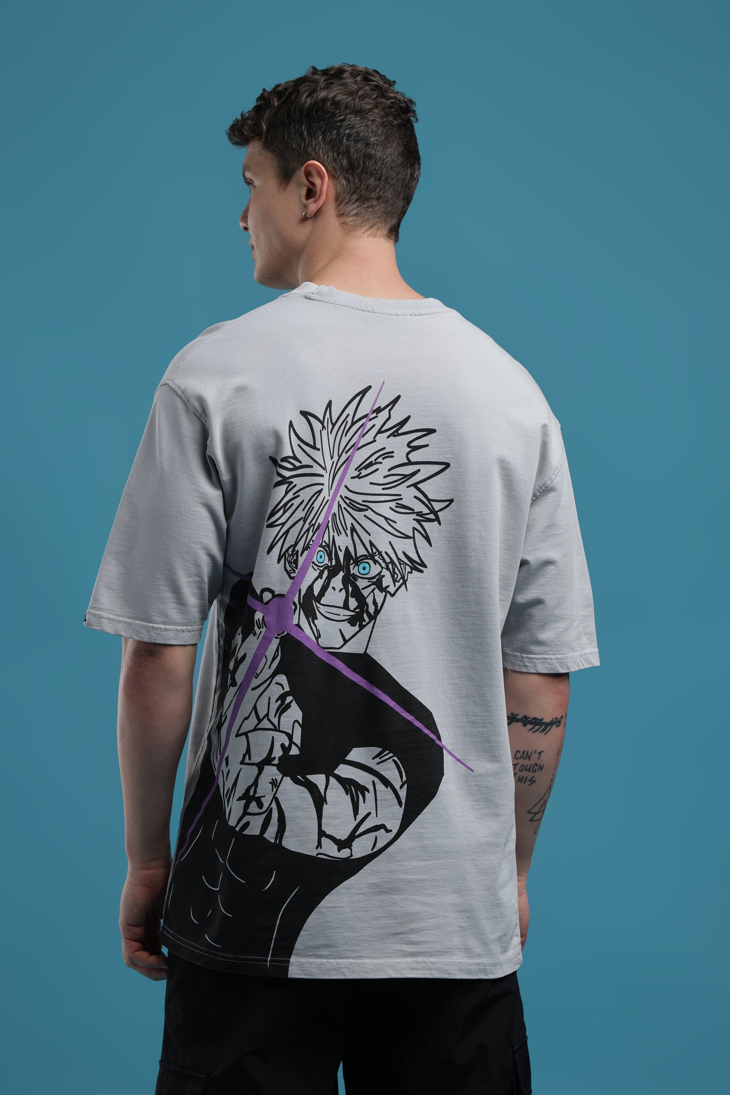 Jujutsu Kaisen:Satoru Gojo Grey Acid wash Oversized T-Shirt