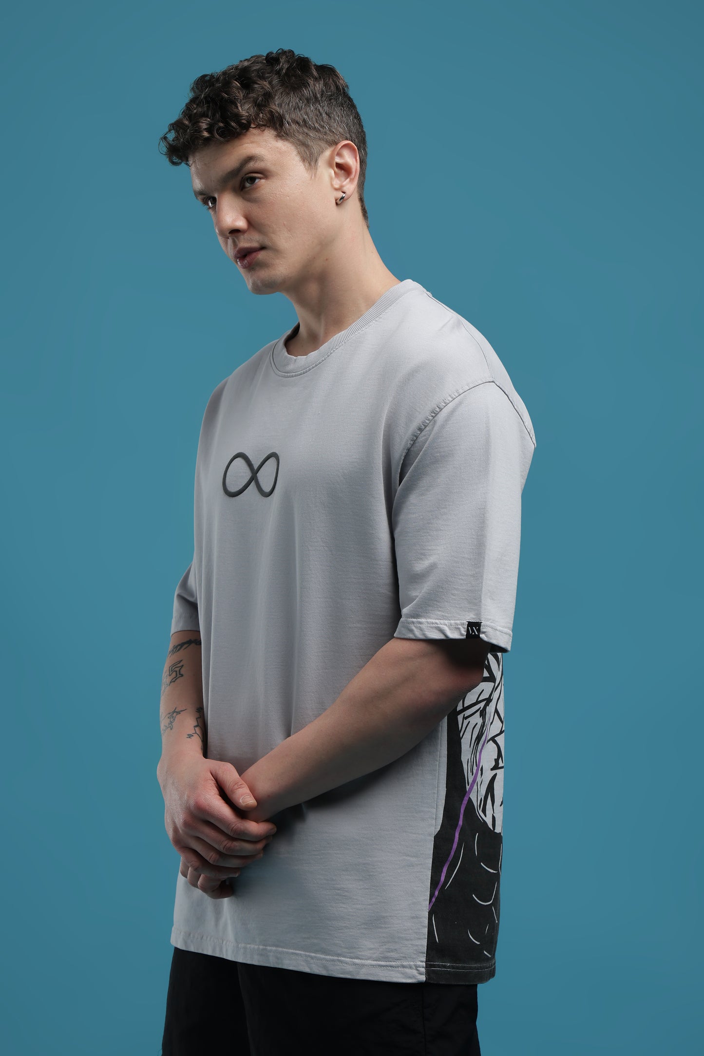 Jujutsu Kaisen:Satoru Gojo Grey Acid wash Oversized T-Shirt