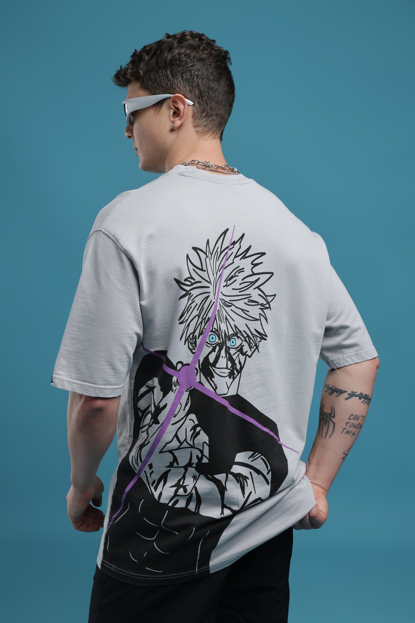 Jujutsu Kaisen:Satoru Gojo Grey Acid wash Oversized T-Shirt